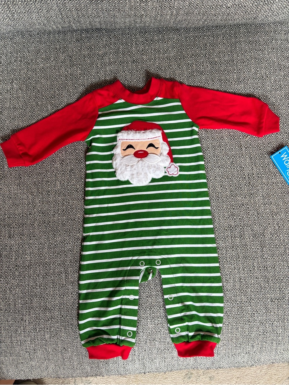 Christmas Santa Stripe Infant Romper - Green & Red 0/3 months